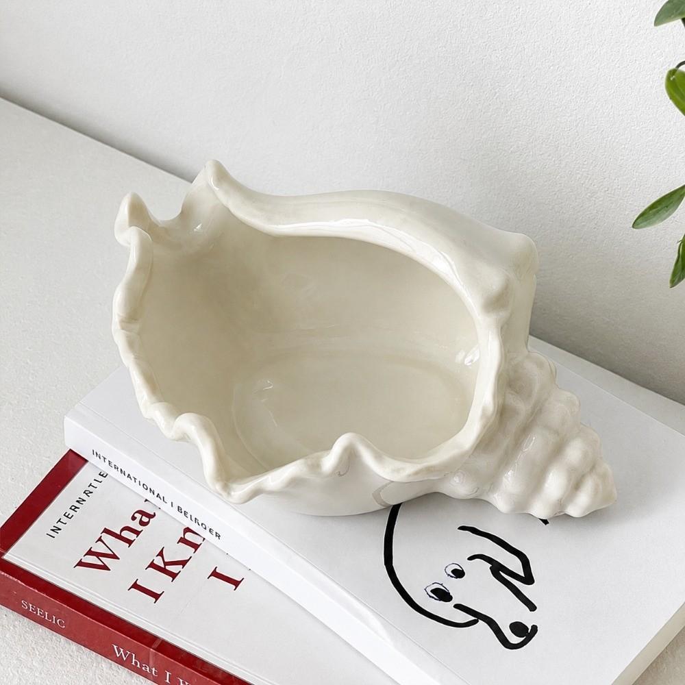 Ocean Style Ceramic Jewelry Tray Desktop Earrings Necklace Storage Dish Ceramic Conch Shell  Home