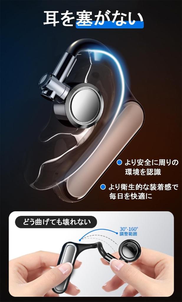 Single-ear earphone, suitable for both left and right ears, bone conduction sound amplifier, over-ear style, open-ear design, bone conduction, does