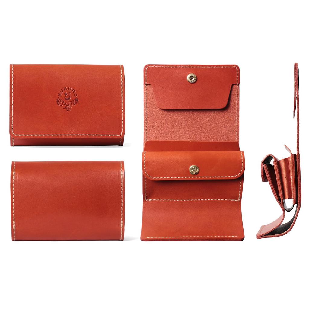 Mini Tri-fold Wallet for Women and Men, Genuine Leather, Palm-Sized Wallet - Minit - Small Wallet, Large Capacity, Tochigi Leather, Pouch