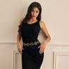 Spring High-end Circle Fashion Exquisite Engraving Geometric Metal Pants Chain for Women Mature Waist Chain