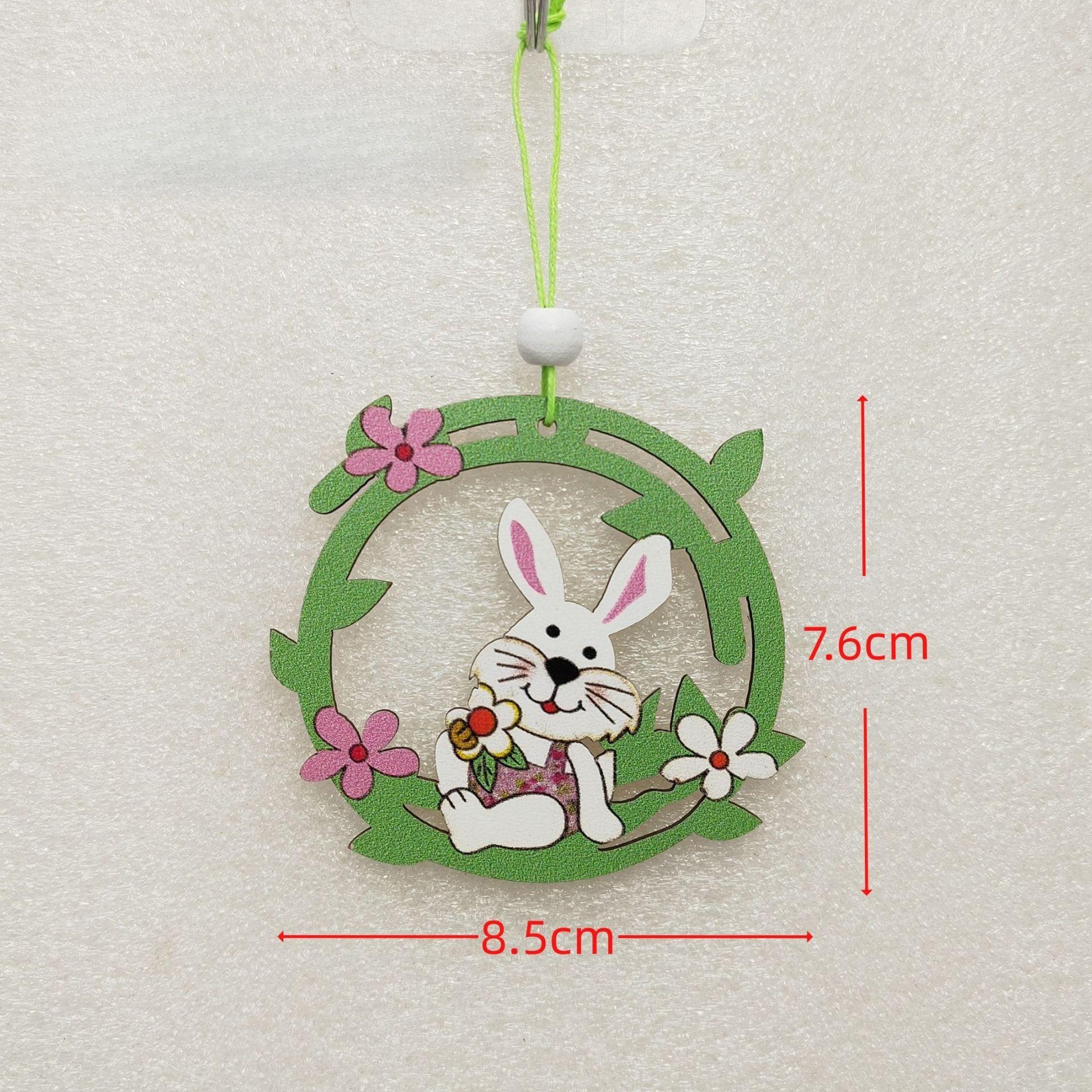 

Easter Bunny decorative pendant, rabbit flower wooden chip pendant, Easter Bunny wooden craftsmanship