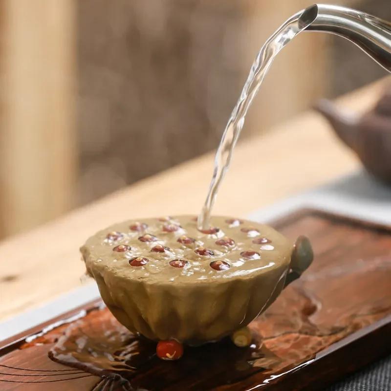 

Purple Sand Supportable Lotus Tea Pet Decoration Boutique Handmade Coarse Pottery Tea Set Kung Fu Tea Ceremony Ceramic