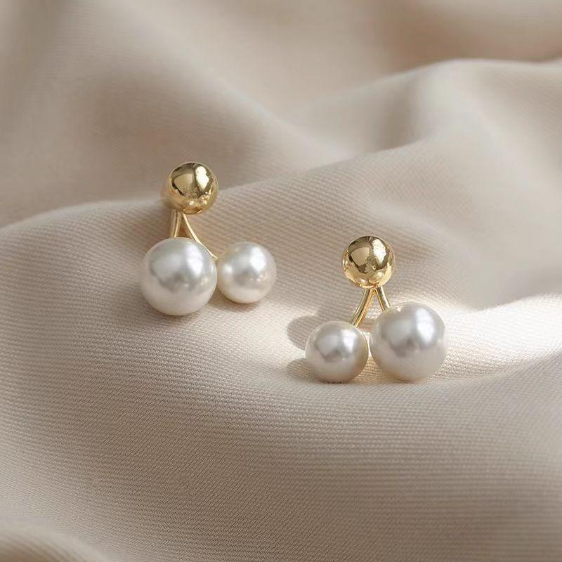 French Light Luxury Fashion Temperament Simple Retro Pearl Earrings Women'S Earrings Tide A Two-Wear Earrings