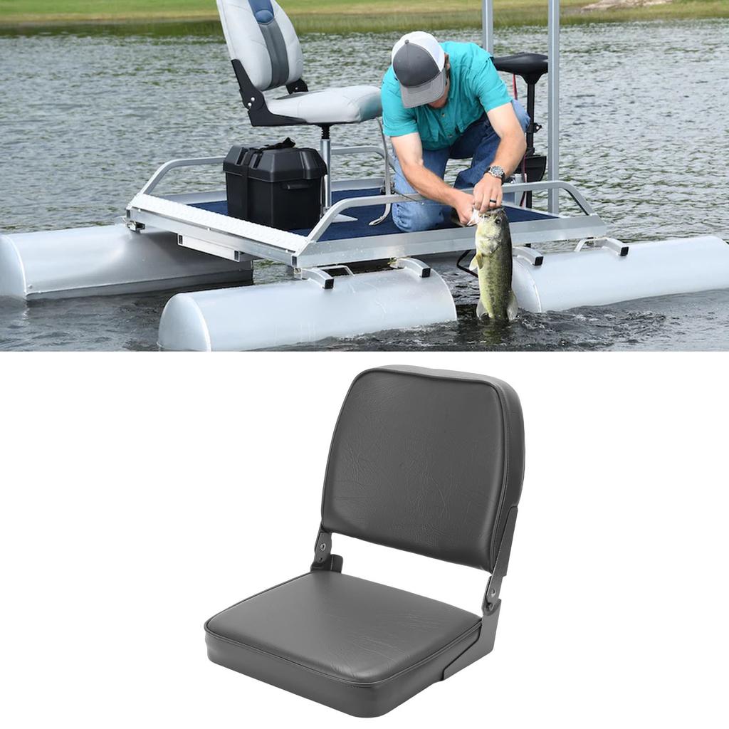 Folding Boat Seat with Backrest, Thick Foam Padding, Heavy Duty Marine Grade Aluminum Hinge, Lightweight Foldable Chair for Bass Canoe Pontoon Boats