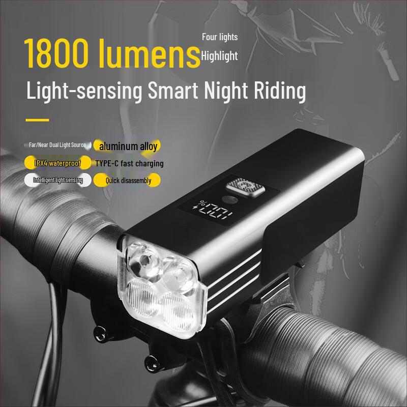 Lishi 1800 Lumen Smart Waterproof Bicycle Headlight 11x3.5x3.5