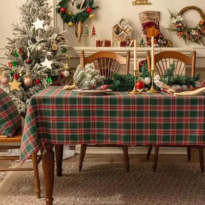 Checkered Tablecloth Christmas Christmas Red Green Rectangle Party Tablecloth Vintage Table Cover Family Living Room Decoration