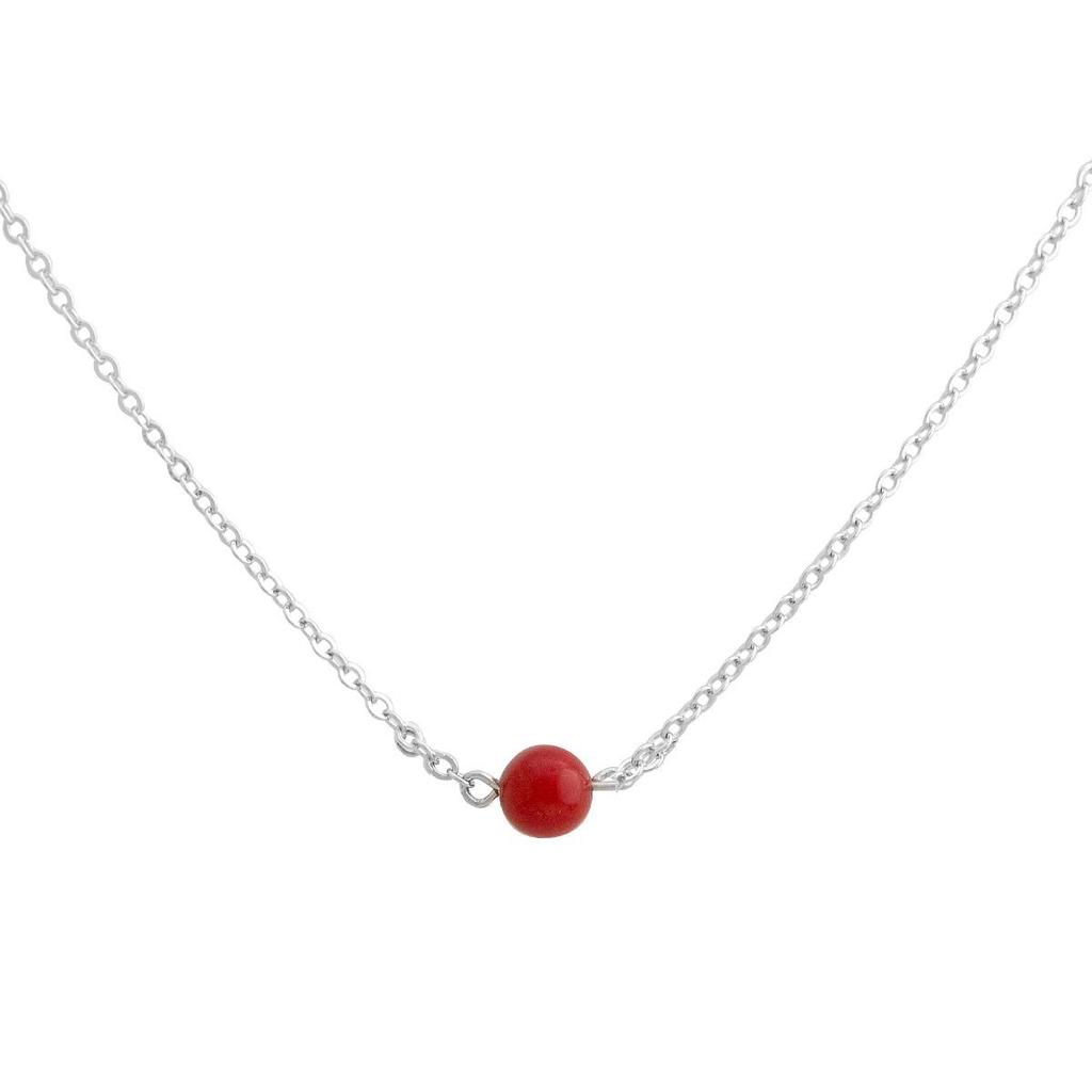 Silver Necklace with Coral, Product Weight 2.28 G (2147213)