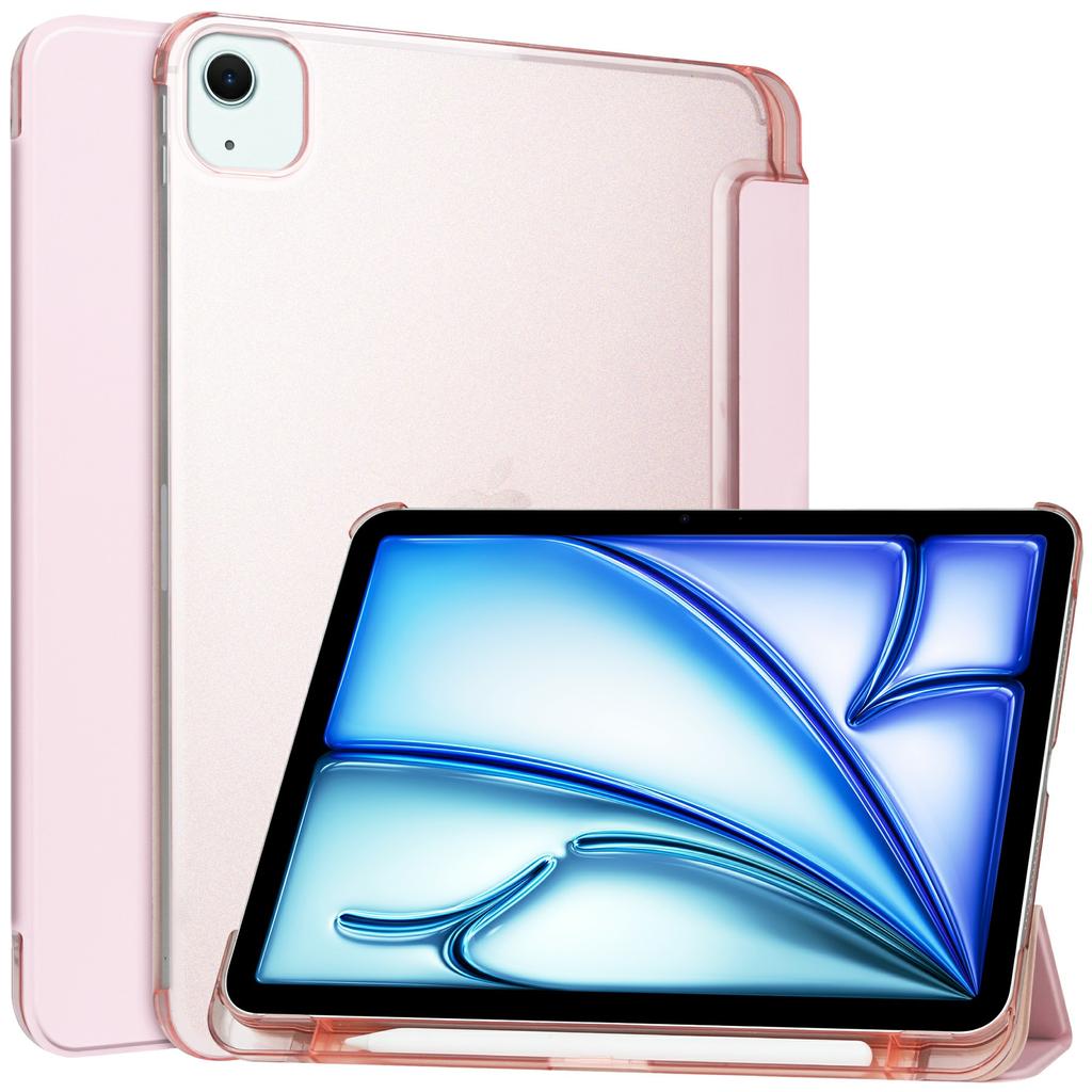 For iPad Air 11 (2025)/(2024) Case PU Leather Smart Tablet Cover Smooth Matte Back,Built-In Pencil Holder