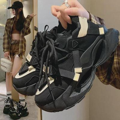 2025 Women's Korean Style Thick-Soled Running Shoes, FB7703: Height-Enhancing, Casual, Spring Sneakers for Students