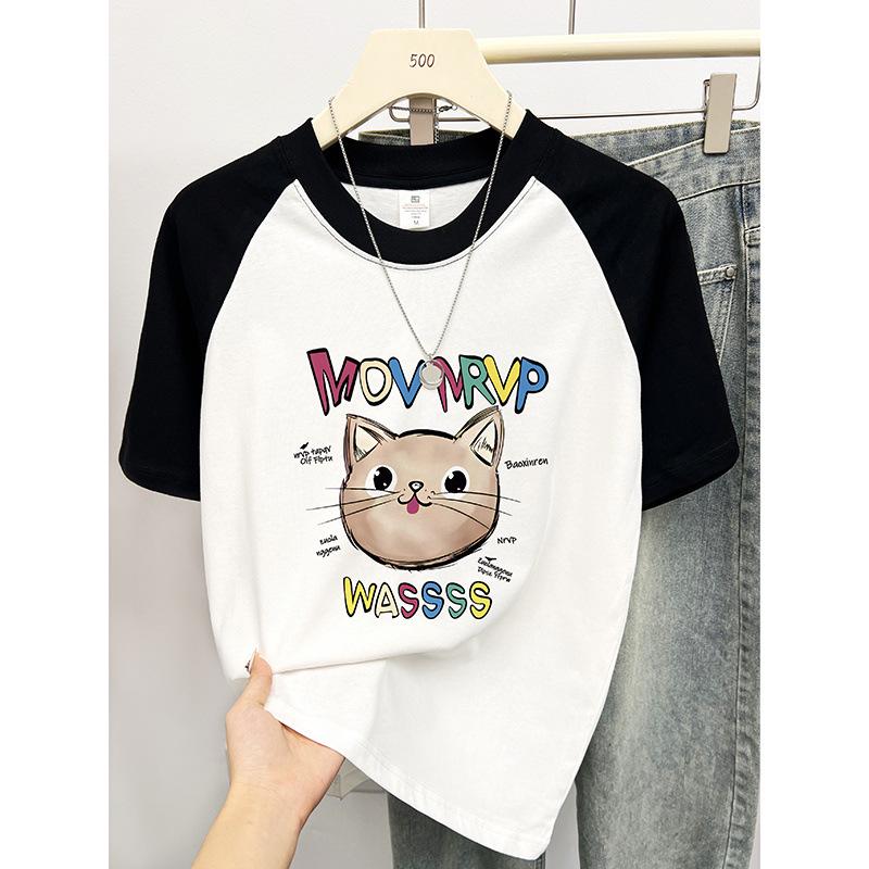 

Women s Korean Style Raglan T-shirt: Cute, Fun, and Unique Pure Cotton Summer Top XL