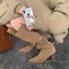 Big tube stacking boots pointed boots women's thin heel high boots high heel thick leg knee boots