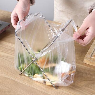 Portasacchi in Acciaio Inossidabile Design da Appendere Struttura Pieghevole Versatile Stand Pieghevole per Pattumiera Porta Rifiuti da Appendere Senza Installazione