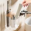 Yousheng Toothbrush Holder with Drain Tray 3 Slots Toothbrush And Toothpaste Holder with Removable Divider Wall-Mounted or Countertop Bathroom Caddy