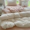 Fine Stripe Printed Quilt Set 4 Piece Set Washed Cotton Skin Friendly Naked Sleeping Bedding Comfortable Breathable Duvet Cover