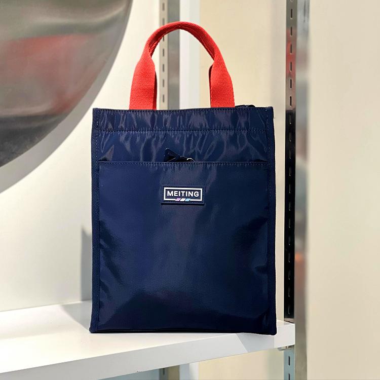 New large contrasting color portable lunch box bag, student carry bento bag at work, make-up bag, file bag, hand carry mommy