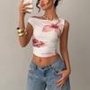 Sommer Neu Damen schulterfrei ärmellos schmal geschnitten Crop Top Sexy lässiges T-Shirt für grenzüberschreitenden Handel Europa Amerika
