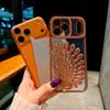 Peacock Plated Frame Glitter Stickers Rhinestone Lens Ring Case for For Iphone 17 Air 16 1 14 Plus 13 Pro Max Protect Soft Cover