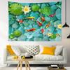 Fish Tapestry Japanese Carp in Lotus Pond Tapestry Wall Hanging Flower and Green Leaf Botanical Wall Art for Bedroom Living Room