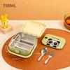 Quadratische 304 Edelstahl Bento Lunchbox mit Besteck & Griff Tragbarer Cartoon Obstsalat Lebensmittelbehälter für Kinder Schüler