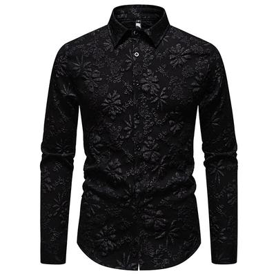 Men's Fashion Washed Cardigan Shirt, Spring and Autumn New Men's Floral Long-sleeved Shirt