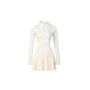 Womens Tennis Outfit Set With Half-Zip Detachable Long Sleeve Top Pleated Skirt Anti-Slip Design Fall Winter