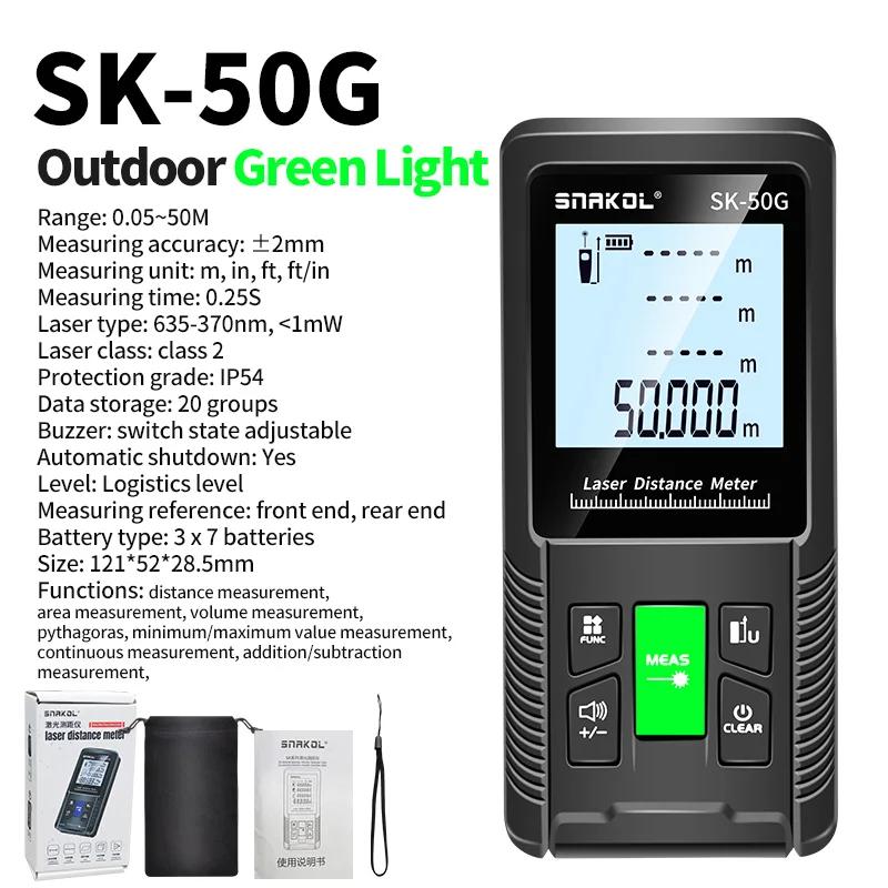 Snakol 120M Green Laser Tape Measure High Accuracy Distance Meter with Multiple Measurement Functions Electronic Ruler