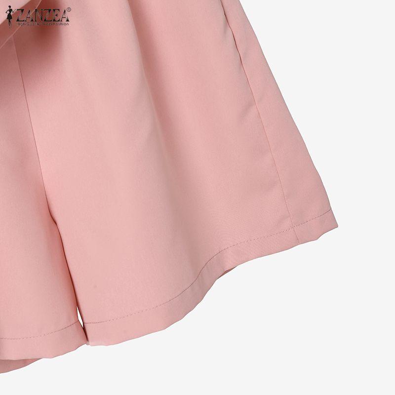 ZANZEA Completo estivo due pezzi da donna con blusa a maniche corte e shorts