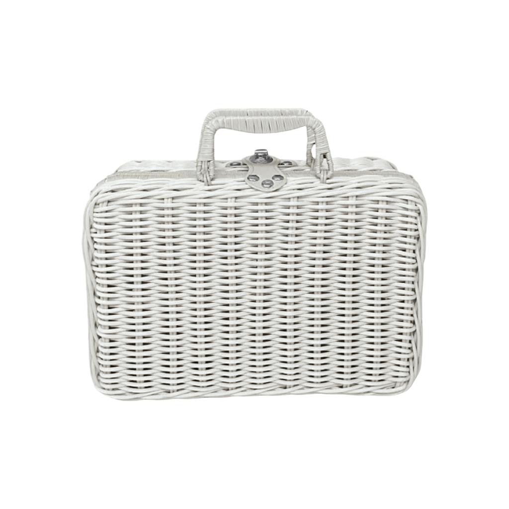 Deze koffer van kunststof met rotan frame is perfect voor picknicks, Pasen, het opbergen van spullen en andere gelegenheden.