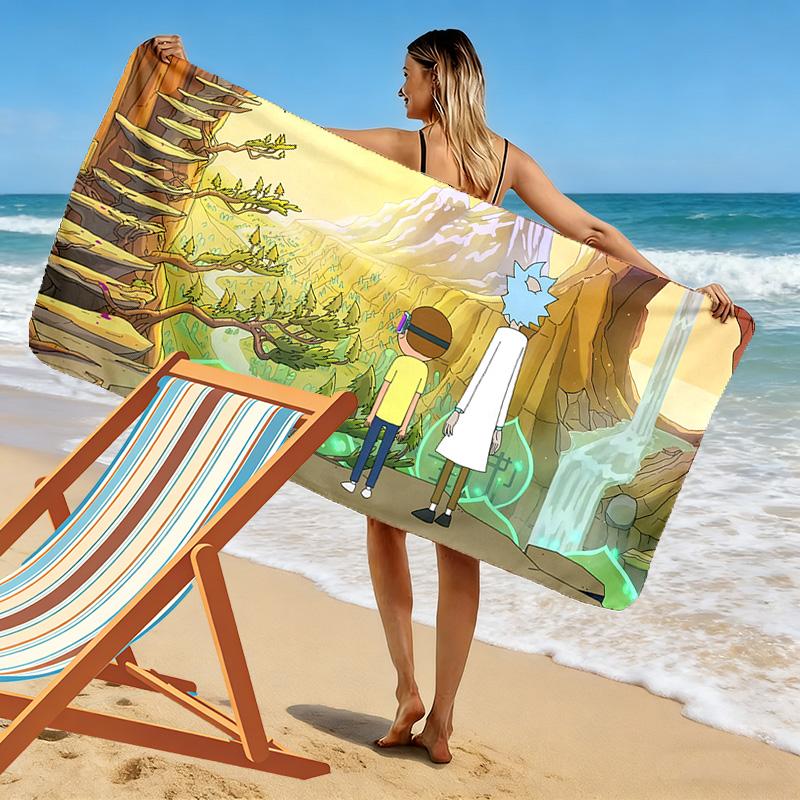 Rick and Morty Print Beach Towel, Large Soft Quick Dry Towel for Beach Camping Swimming