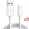 [Pack of 3] Type-C Charging Cable for Xiaomi Mi 11, 11i, 11 Lite, 11T Pro, 12 Pro, Redmi Note 11 - 1M White