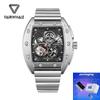 Mark Fairwhale Mens Watch Automatic Movement Tourbillon Mechanical Watches for Men Stainless Steel Skeleton Wristwatches Mens