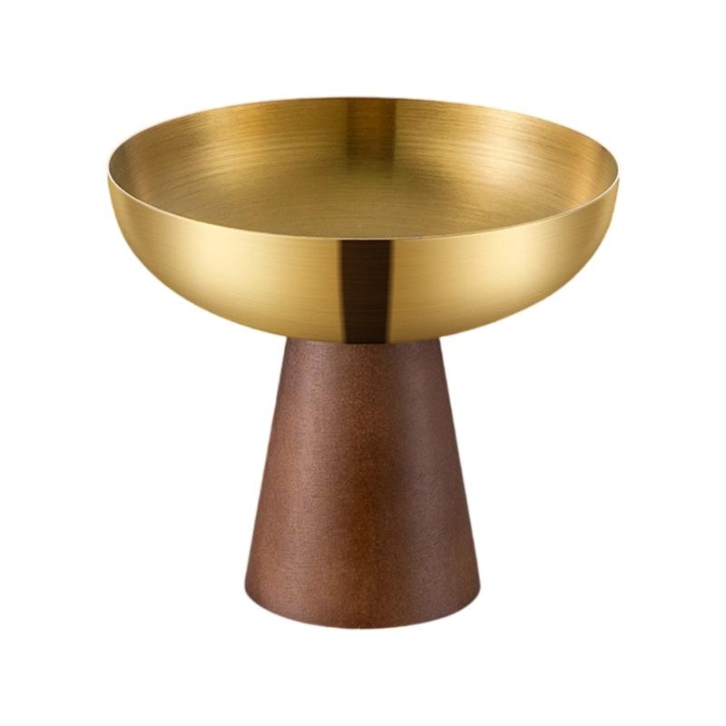 Premium Stainless Steel Dessert Cup With Wooden Stand High Footed Serving Dish Ideal For Ice Cream And Salad