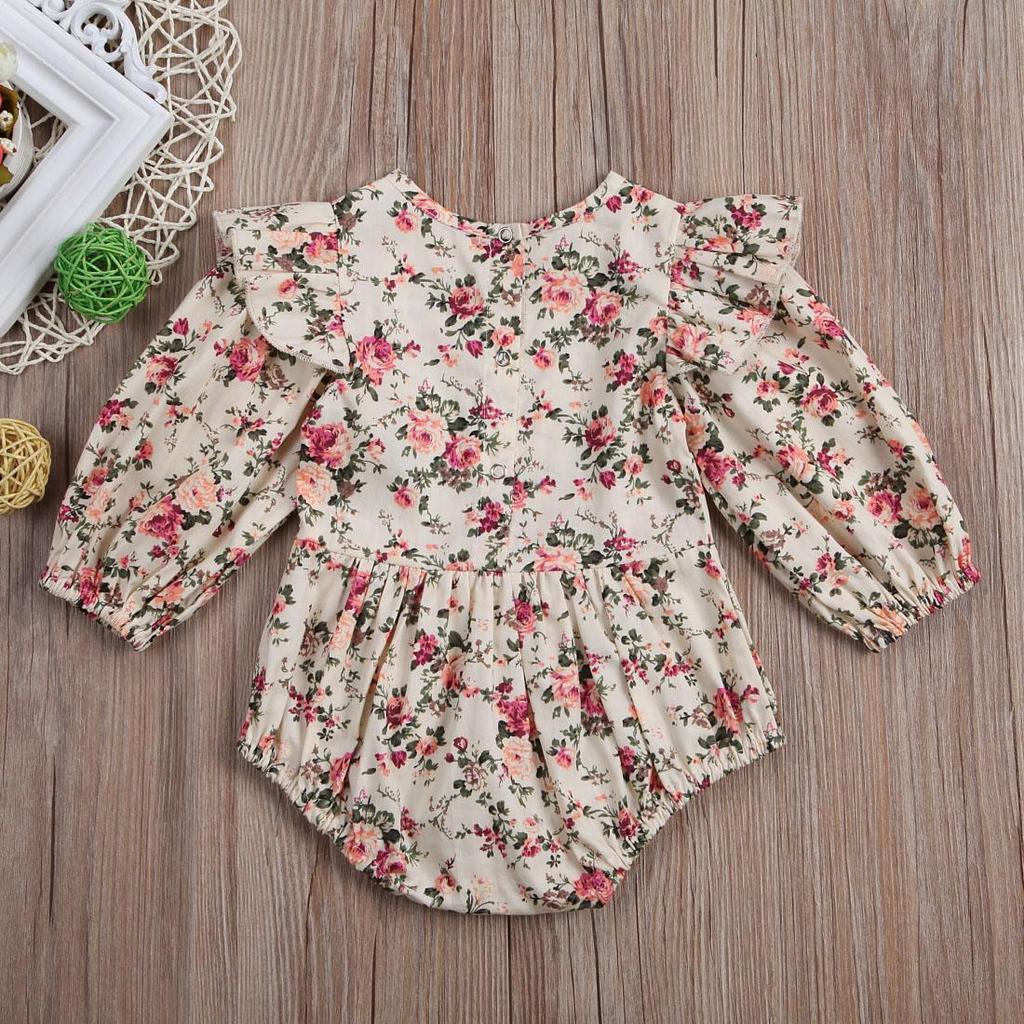 Toddler Baby Girl Romper Vintage Long Sleeve Neborn Girl Romper Jumpsuit Spring Autumn Baby Girl Clothing