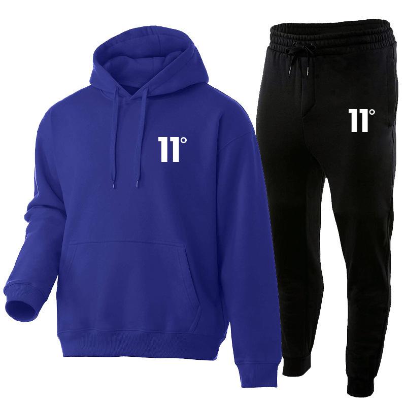 Men's Casual Autumn/Winter Hooded Set - Trendy Plus Velvet Hoodie & Sweatpants Two-Piece Set