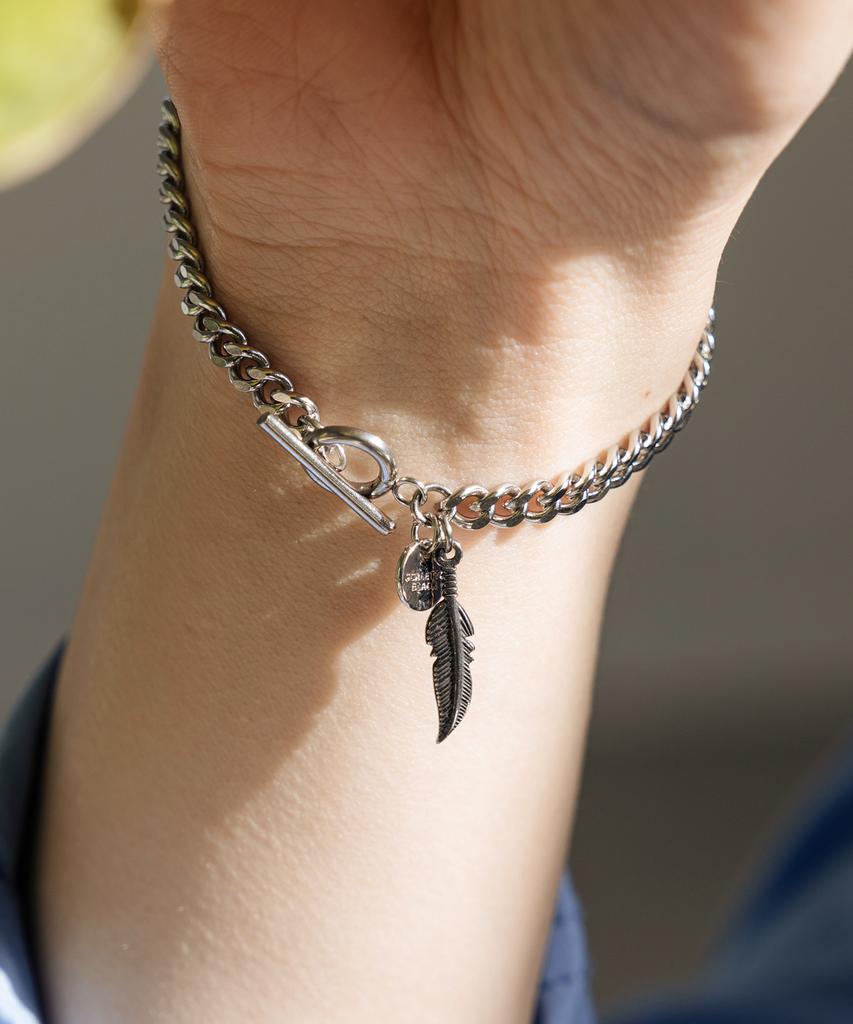 Scalettoblack Sbm007 Feather Chain Bracelet
