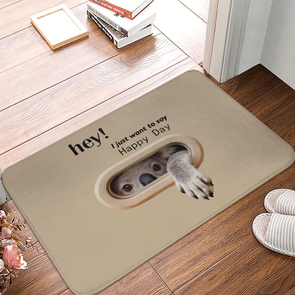 Hey I Just Want to Say Happy Day Crocodile Pattren Front Door Mat Anti-Slip Indoor Doormat Garden Garage Entrance Rug Carpet