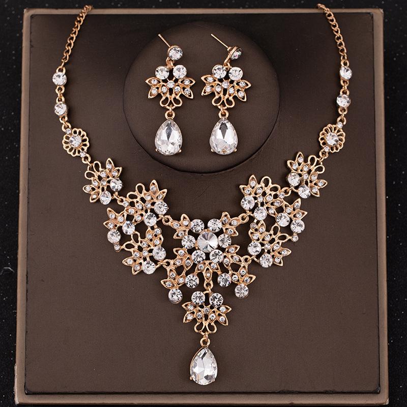 Elegant Bridal Jewelry Set: Clavicle Necklace & Earrings for Wedding or Party