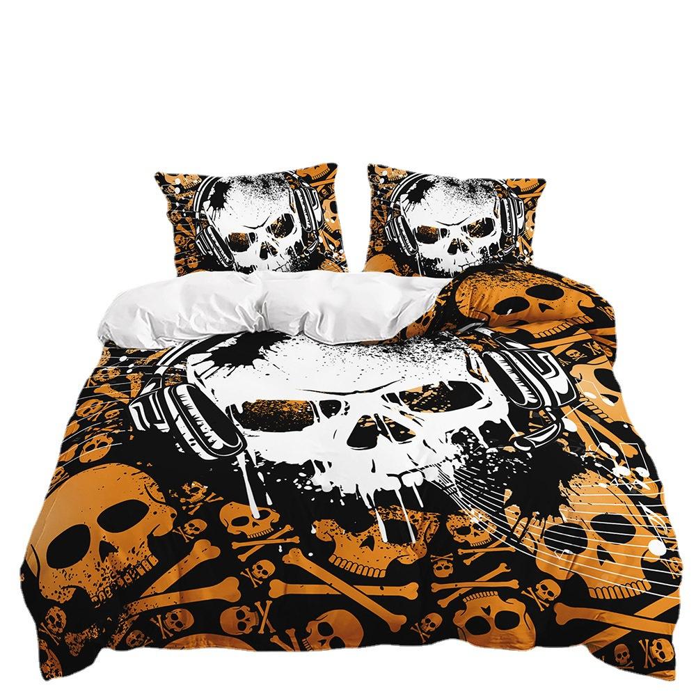 Three-Piece Quilt Cover Skull Dark Wind Kit Digital Printing Bedding