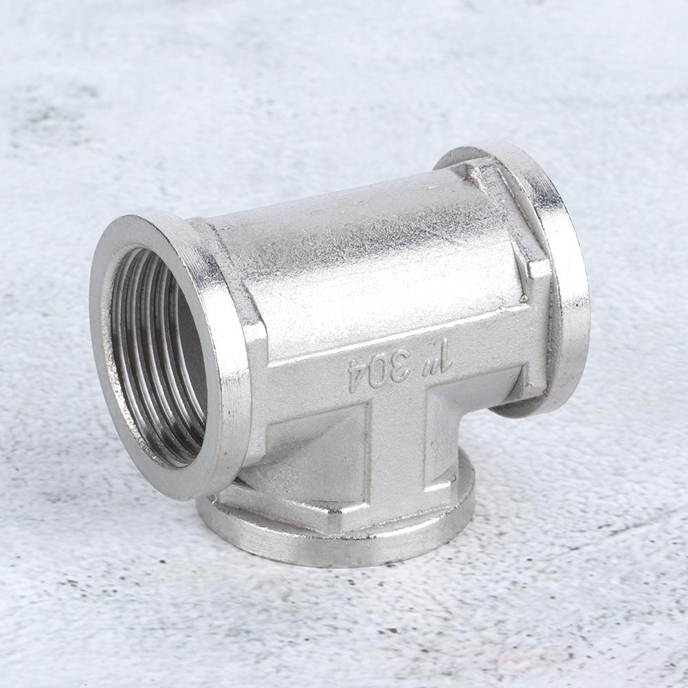 304 Stainless Steel Tee Threaded Pipe Connector for Industrial Pipe Shelf Household Tool