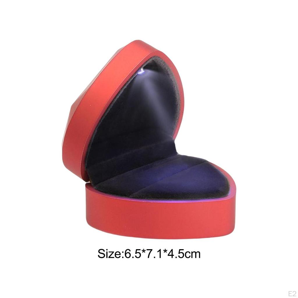 Heart Shaped Ring Box Holder, with LED Luxury Earring Storage Rings Bearer Display Wedding
