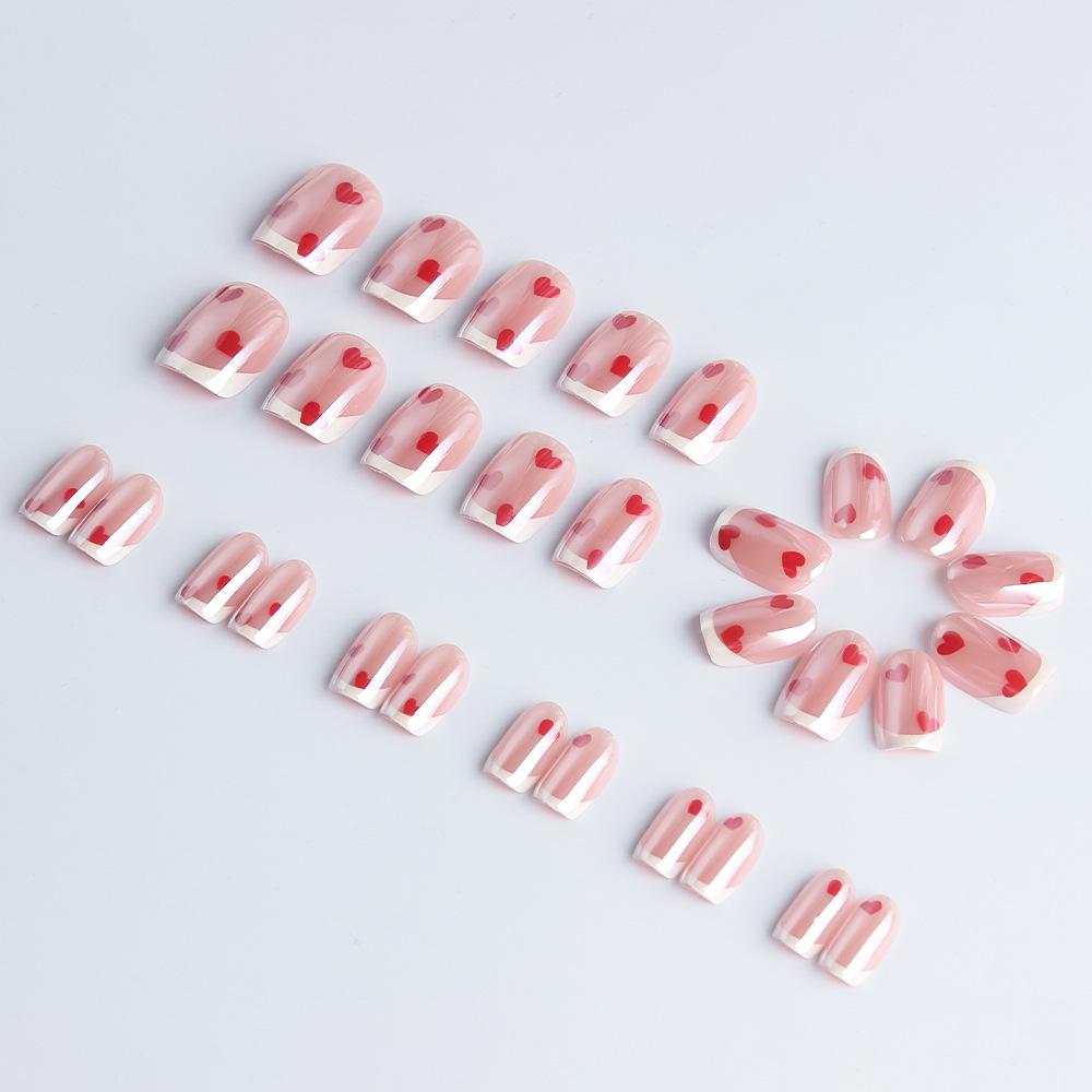 30 Valentine's Day Heart-Shaped Two-Tone Pink Nail Art Tips