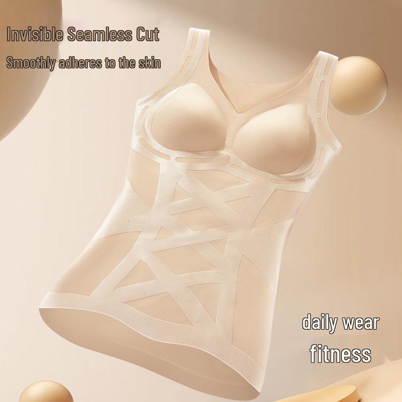 Women's Seamless Cross Compression Body Shaper Vest - Breathable, High-Elastic, Fixed Cup