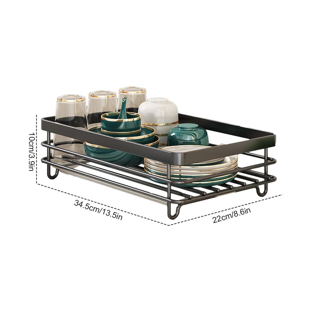 Carbon Steel Dish Drying Rack Kitchen Plates Organizer with Drainboard Over Sink Countertop Cutlery Storage Holder Supplies