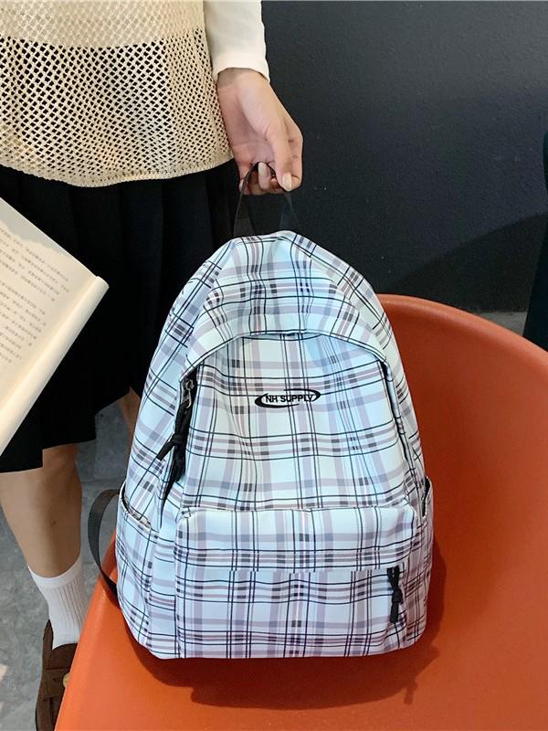 Stylish Plaid Backpack for Female College Students - Lightweight and Trendy for School and Travel