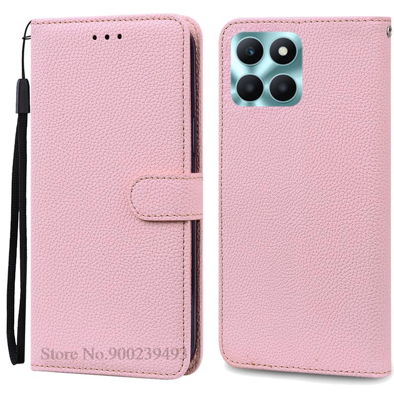 

Чехол для Honor X6A Honor X 6a, кожаный флип-чехол-бумажник для Huawei Honor X6A WDY-LX1, силиконовый чехол для телефона, чехол Fundas For Honor X6A розовый