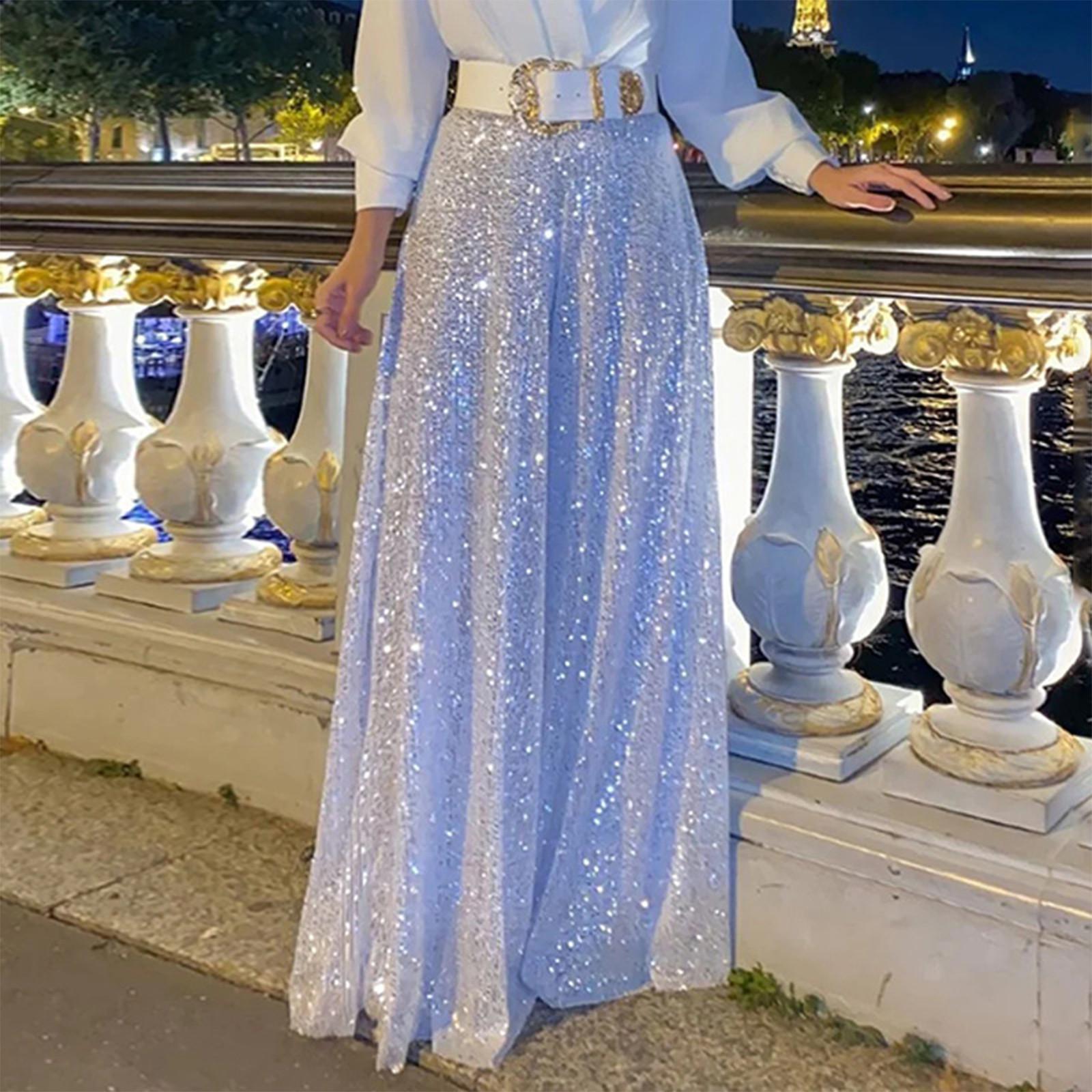 Женская повседневная блузка с набивным рисунком на рукавах и широкие брюки — фото 7