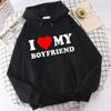 Valentine's Day I Love My Boyfriend Girlfriend Printed Hoodie Sweatshirt Unisex Pullover Long Sleeve Hooded