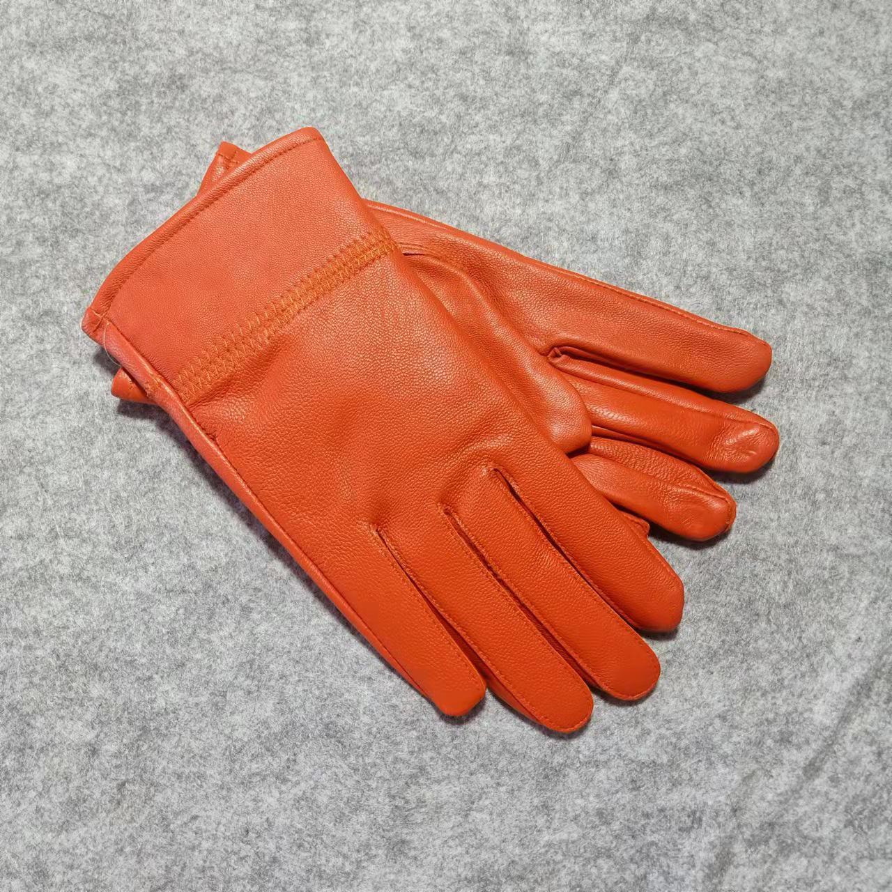 

Женские зимние перчатки для велоспорта из натуральной кожи из овчины - корейский стиль One Size оранжевый