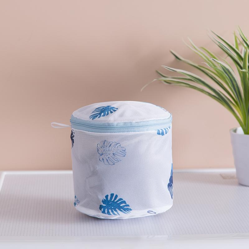 Laundry Bag Print Blue Leafves Polyester Washing Bags Bra Underwear Protect Dirty Clothes Storage Bathroom Organize Wash Bag
