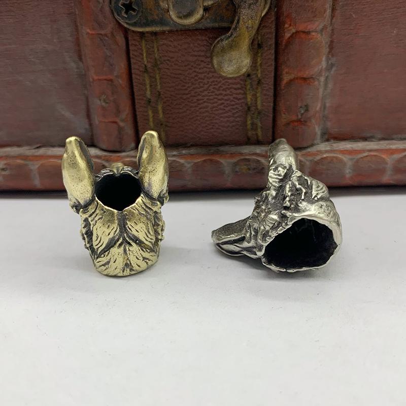 Brass Shepherd Head Keychain Pendant Designer Handmade Metal DIY Paracord Accessories for Fashion Outdoor Bag Charm